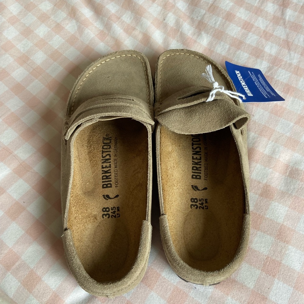 Birkenstock Naples Wrapped Bold Grip Clogs Taupe 38 - Picture 13 of 14
